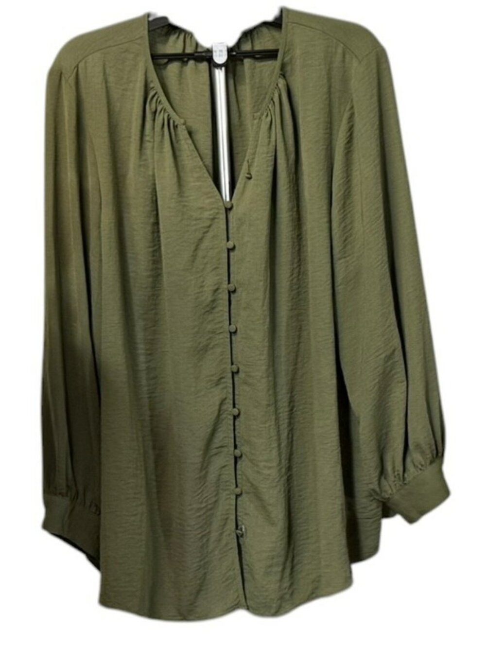 Women's Nine West Button Front Blouse - Olive - 4X